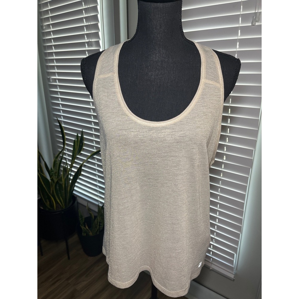 Sweaty Betty Beige Gold Sparkle Racerback Tank‎ Large Gym Yoga Top